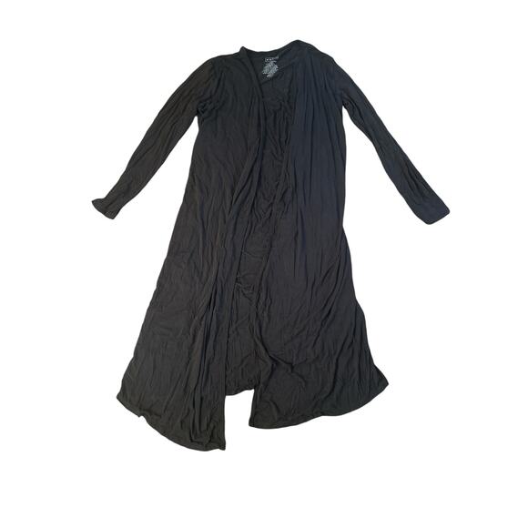 Women L Kickee Charcoal Black Open Front Cardigan Duster Long Sweater Viscose - Picture 1 of 5